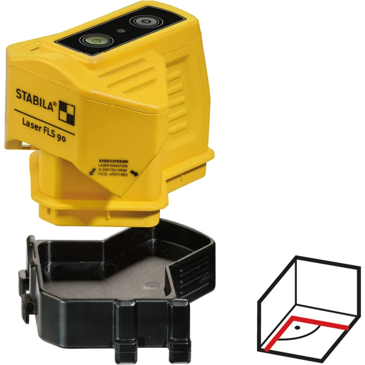 STABILA Bodenlinien-Laser FLS 90, exakter 90-Grad-Winkel am Boden, Reichweite Laserlinie 15 m, Schutzklasse IP 54, Umsteck-Sockel, Zielplatte, Tasche – Bild 8