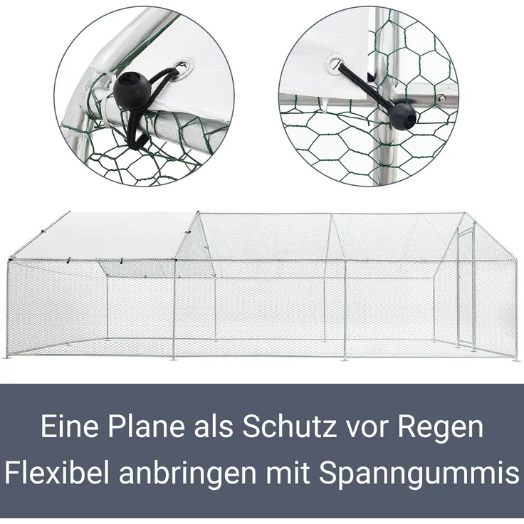 Juskys Freilaufgehege 3x6x2m – Hühnerstall aus Metall begehbar mit 18 m² Lauffläche, Tür & Riegel – Freigehege für Hühner, Kleintiere & Pflanzen – Bild 7