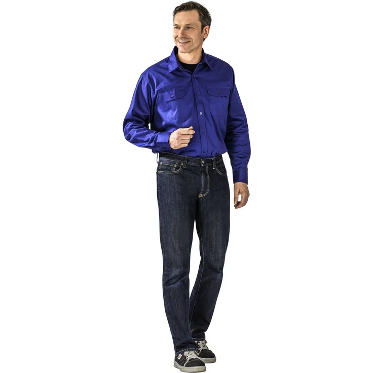 Größe 49-50 Herren Planam Hemden Köperhemd langarm dunkelblau Modell 0417
