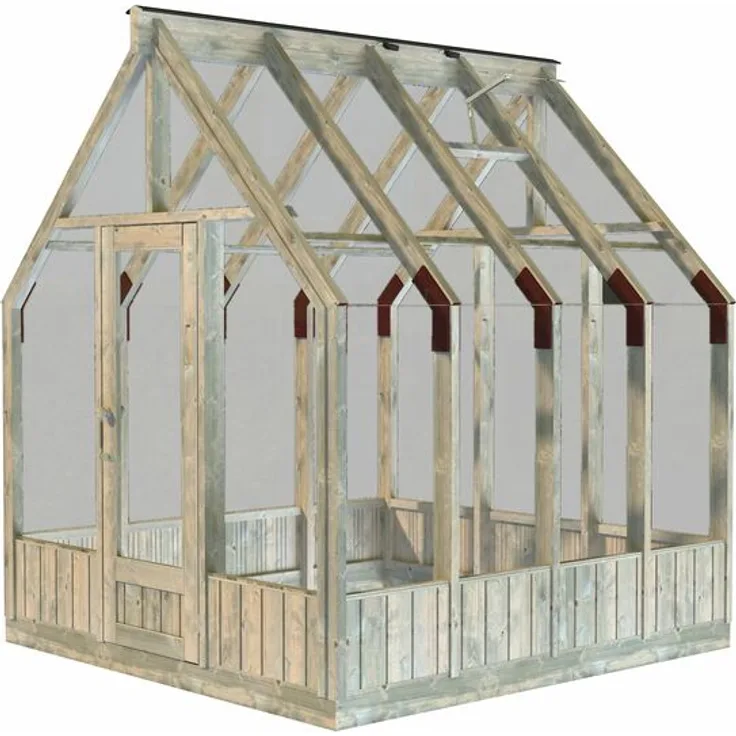 Palmako Gewächshaus Emilia, 5,4 m², grau kesseldruckimprägniert