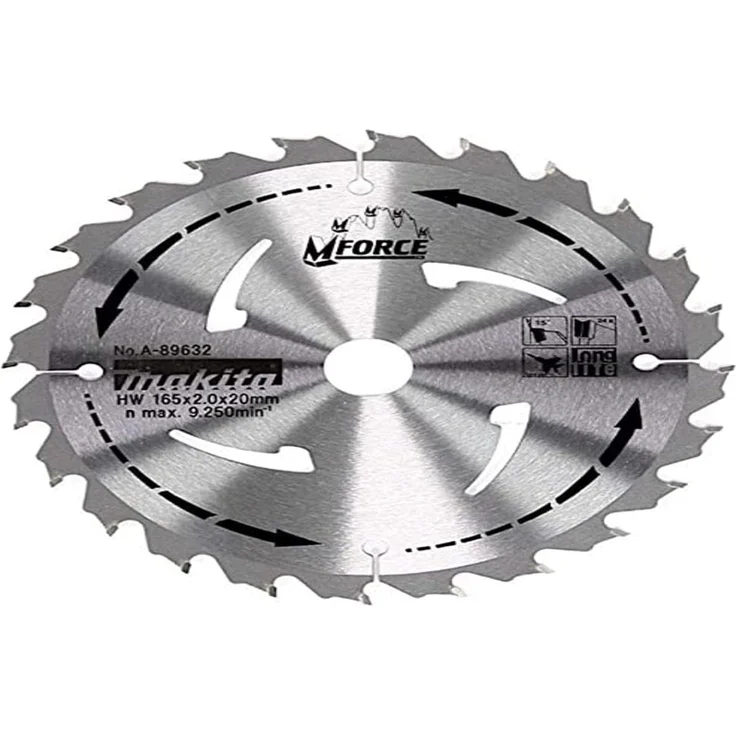 Makita 1x Kreisssägeblatt M-Force 165 x 20 mm Zahnwinkel: +15° mit Abweiserstegen 24 HM Zähne für Holz – Bild 5
