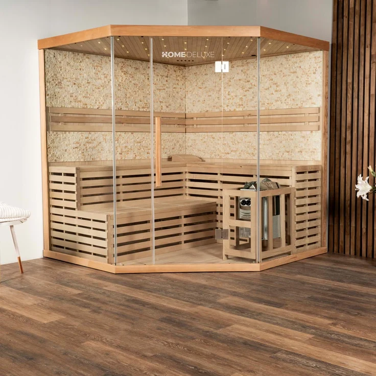 HOME DELUXE Traditionelle Sauna SKYLINE BIG - XL mit Kunststeinwand – Bild 2