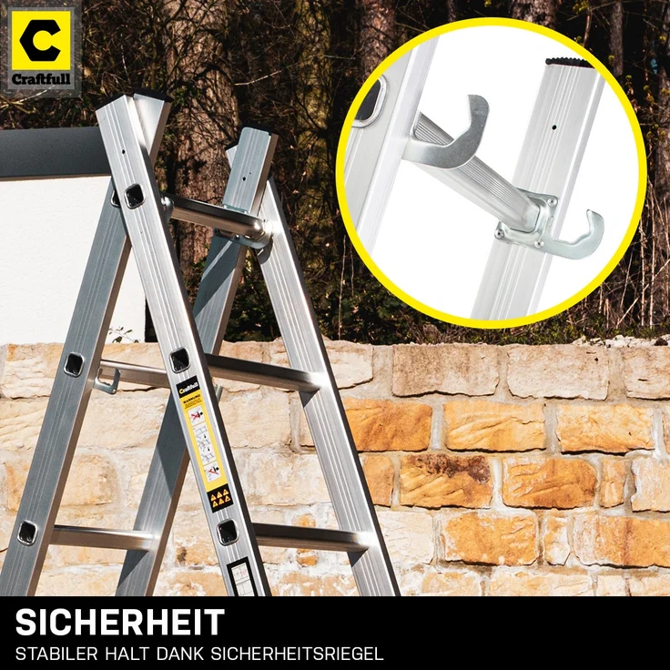 Craftfull Leitergerüst CF-103A Mehrzweckleiter Alu Leiter Gerüst Arbeitsbühne (1.95 Meter 7 Sprossen) - Preisvergleich – Bild 7