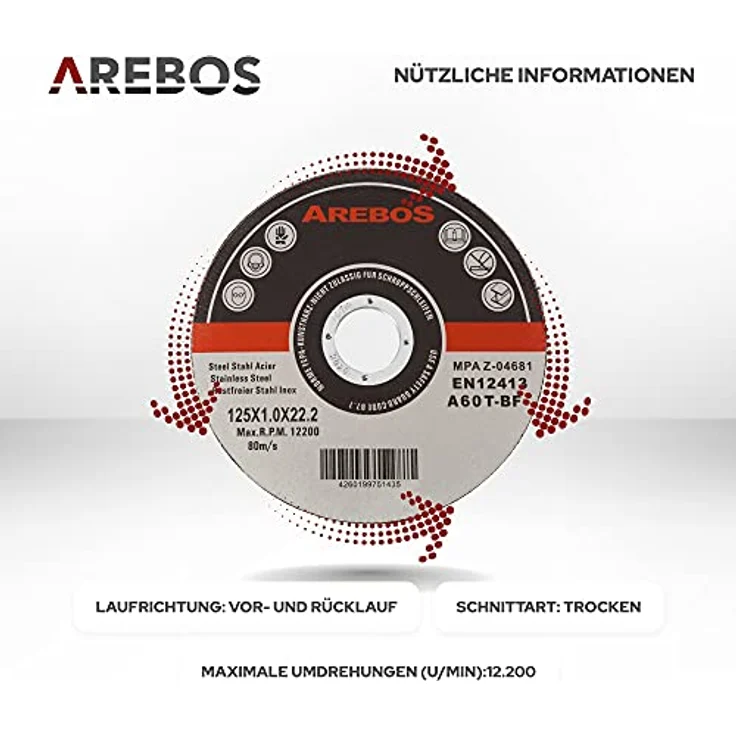 Canbolat Vertriebs Gmbh - Trennscheiben (125 mm, 50 Stück, EN 12413) Flexscheiben Inox Edelstahl Extradünn Metall – Bild 6