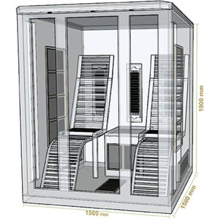 Artsauna Infrarotkabine Helsinki 150 – Triplex-Heizsystem Infrarotsauna - 3 Personen – LED-Farblicht, digitale Steuerung – Hemlock-Holz, 190 x 150 x 150 cm – Bild 10