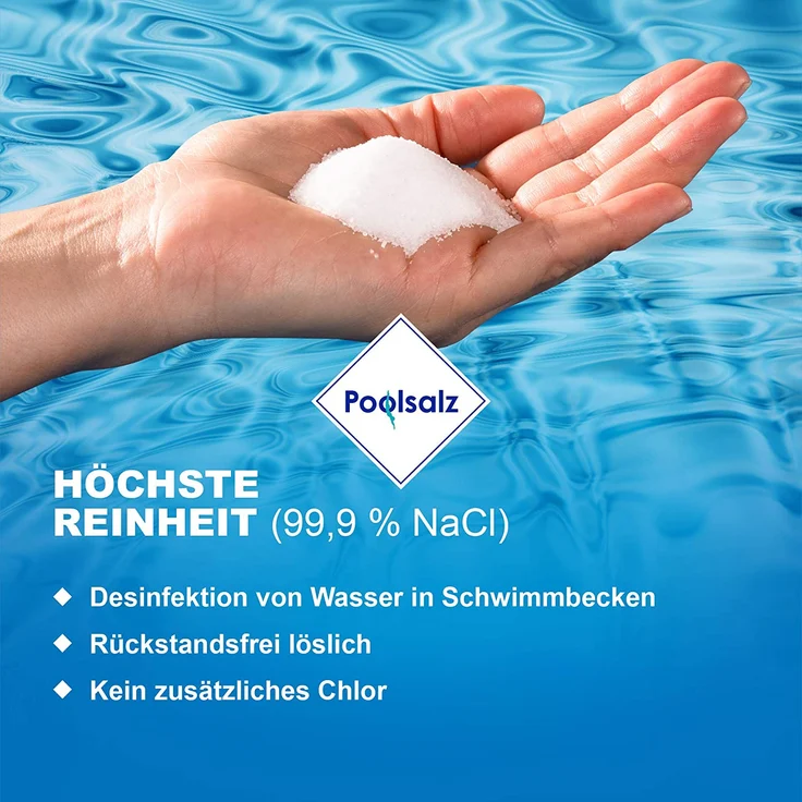 Salinen Poolsalz 25 kg NaCI Gehalt von 99,9 %, Desinfektion des Badewassers von Schwimmbecken, niedriger Sulfatgehalt – Bild 4