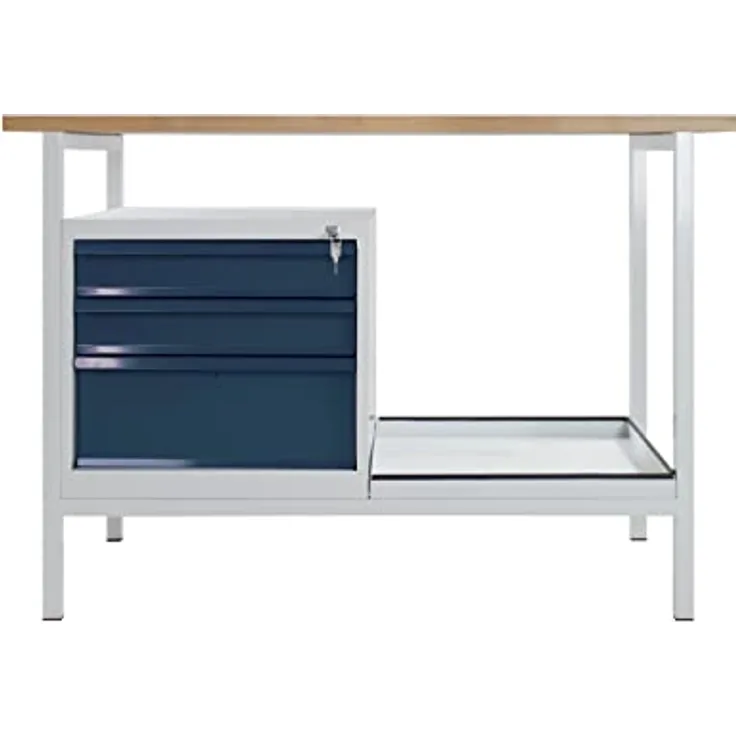 Werkbank Eko, 3 Schubladen, RAL 7035/7016, L1200xB600xH825mm,