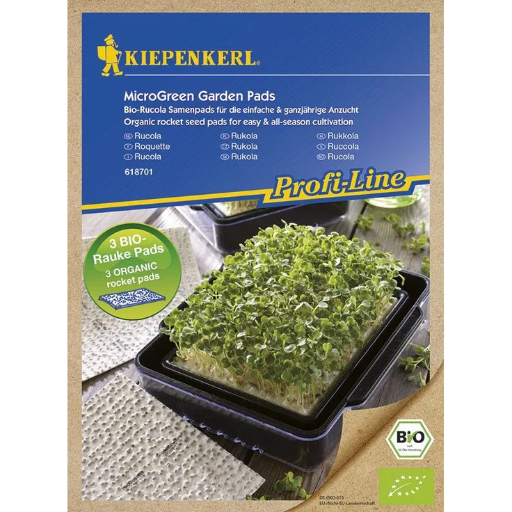 Kiepenkerl Nachfüllpads für Micro Green Garden BIO Rucola, Eruca sativa, Inhalt: 3 Stück