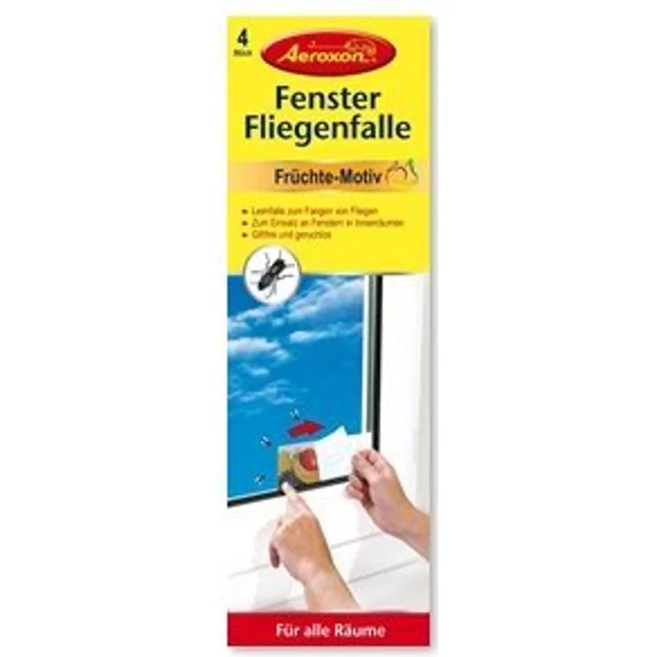 Aeroxon Fenster Fliegenfallen Früchte, 4er Pack