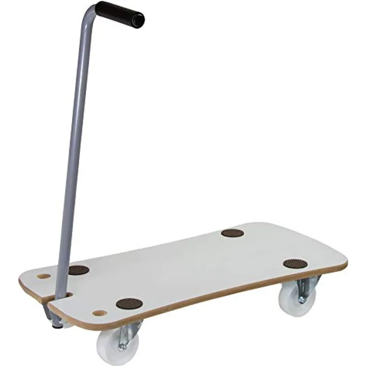 Transporthilfe MM 1389, 79 x 39 x 13,5 cm, harte Rollen Ø 100 mm, Rollenlager, MDF, Deichsel, Tragkraft 200 kg