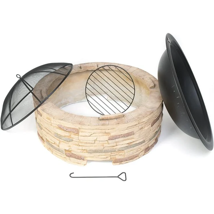 Westmann Aluminium Feuerstelle mit Abfanggitter Steinoptik 90x90x51 cm – Bild 5