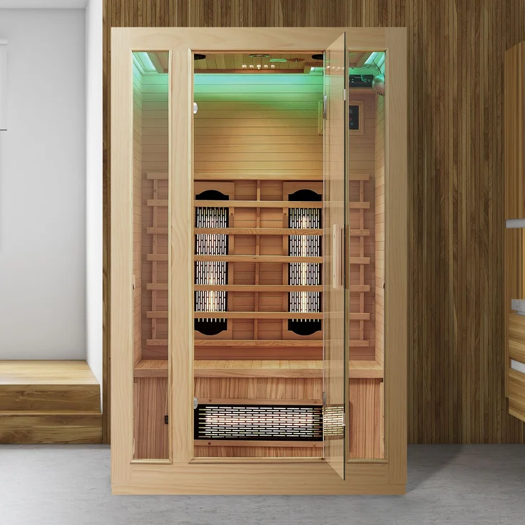 Artsauna - Infrarotkabine Nyborg S120V – Vollspektrum Infrarotsauna - 2 Personen – LED-Farblicht, digitaler Steuerung – Hemlock-Holz – Bild 3