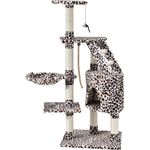 Juskys Kratzbaum Buffy leopard – Katzenbaum 118 cm hoch - Höhle, Liegemulde, Liegeflächen, Leiter & Sisal-Stämme – Stabiler Kletterbaum für Katzen