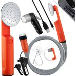 KESSER Campingdusche mit Akku Tauchpumpe Handbrause 2x 2200mAh-Lithium-Akku, USB-Ladekabel , für Camping Garten - Auto - Outdoor , Hundedusche , Autoreinigung , Inkl. Tragetasche, 12V Pumpe Schwarz - Orange - Preisvergleich