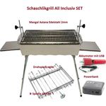 Mangal Edelstahl 2 mm Schaschlickgrill Set mit Spießdreher und Spieße - Preisvergleich