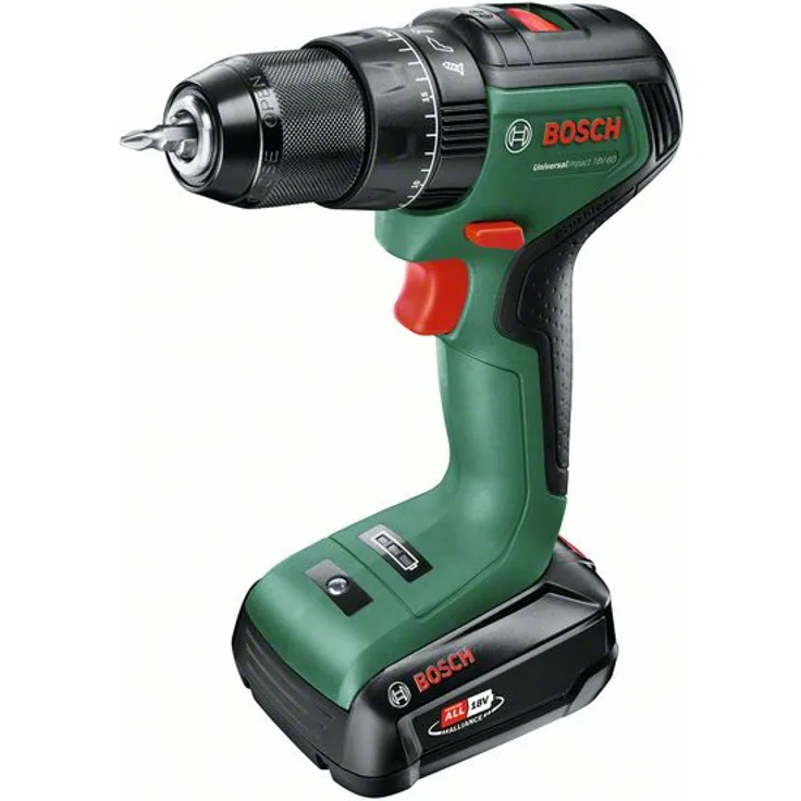 Bosch UniversalImpact 18V-60 06039D7101 Power for All 18V Akku-Bohrschrauber 2 x 2 Ah mit Akku mit Ladegerät mit Tragekoffer