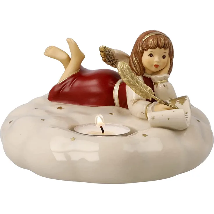 Goebel Dekofigur Engel Brief an das Christkind, Himmelsboten, Steingut, Bordeaux, 9 cm, 41659291