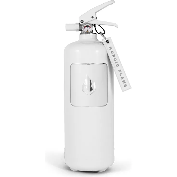 Nordic Flame Feuerlöscher Classic Weiß-Silber, ABC-Pulver 2 kg