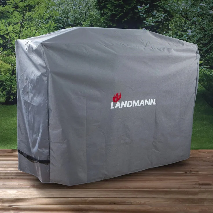 LANDMANN Grillabdeckung für Triton, Miton und Rexon je 3.1 und 4.1, grau, 148 x 62 x 120 cm, wetterfest, UV-Beständig, 100% Polyester – Bild 2