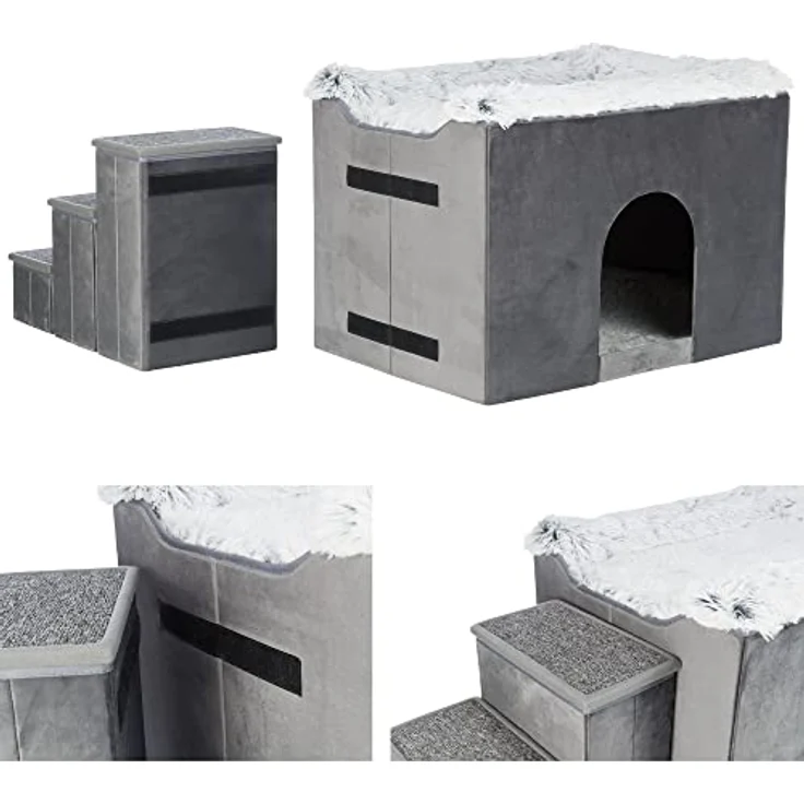 Höhle Harvey mit Treppe 119x47x50 cm grau/weiß-schw. – Bild 3