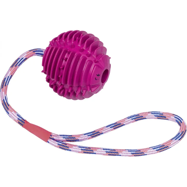Nobby Vollgummi Ball mit Seil lila Ball 7,5 cm Seil 30 cm