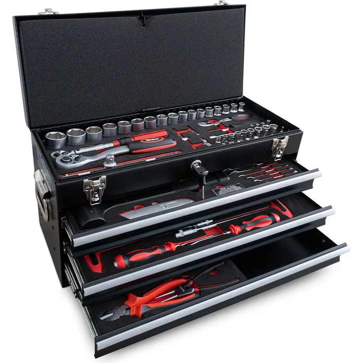 Weber-Werke MX Werkzeugkiste mit 3 Schubladen und Klappdeckel 104-teilig - Preisvergleich