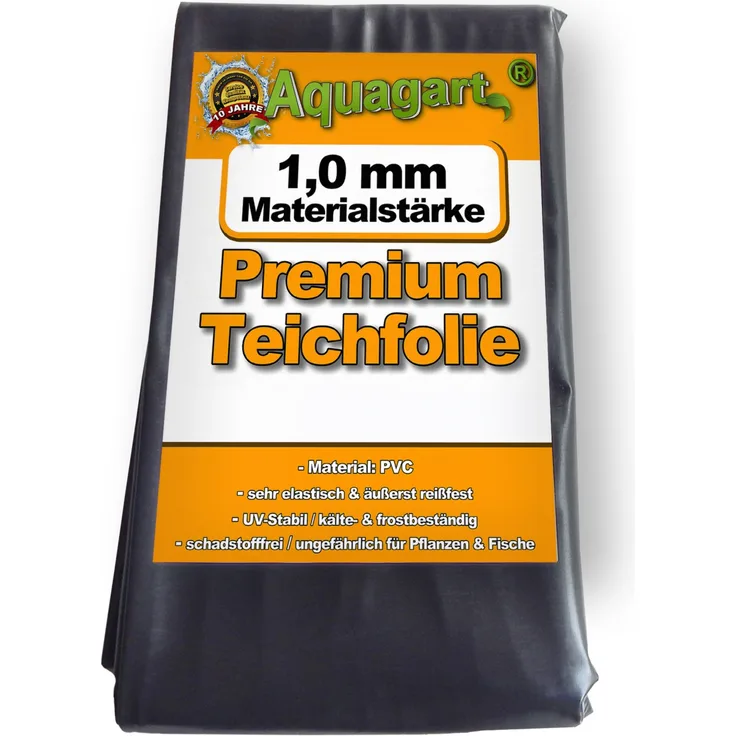 Aquagart Teichfolie PVC 8m x 6m 1,0mm schwarz Folie für den Gartenteich