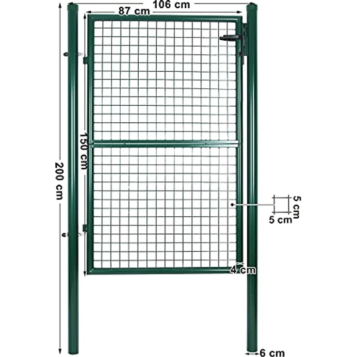 Gartentür Gartentor Wellengitter Tür Inkl. Schloss 150 x 106cm GGD200G - Grün – Bild 3