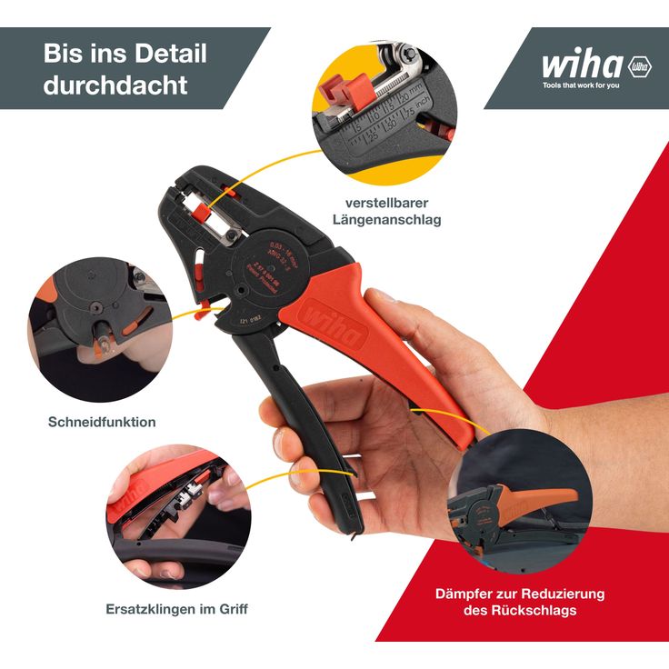 Wiha Abisolierwerkzeug automatisch (42062) Abisolierzange 200 mm I Kabelabzieher bis 16 mm² I Werkzeug für Elektriker – Bild 5
