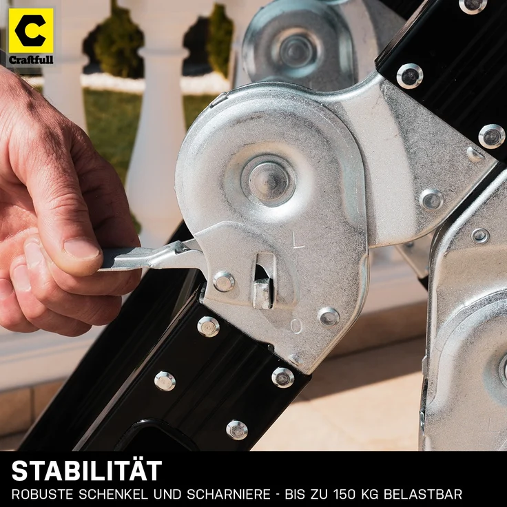 Craftfull Mehrzweckleiter CF-104A 6in1 Alu Multifunktionsleiter Gelenkleiter (4.7 Meter Black Edition 4x4 Sprossen) – Bild 5