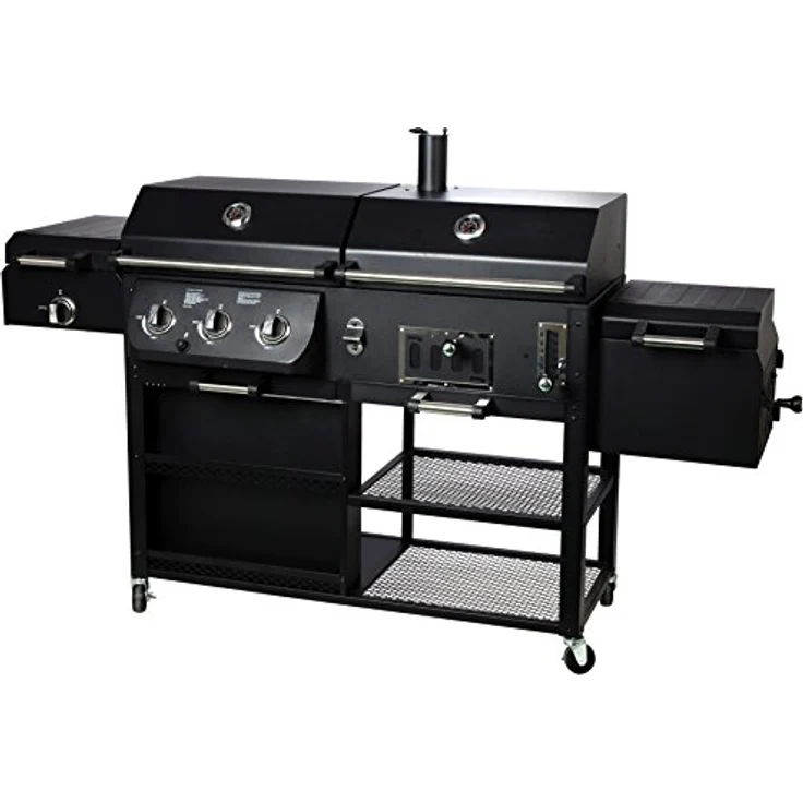 Barbecue El Fuego 4 in 1 Kombigrill Arizona Smoker Gasgrill Holzkohlegrill BBQ, Grillfläche 27 x 42 cm – Bild 2