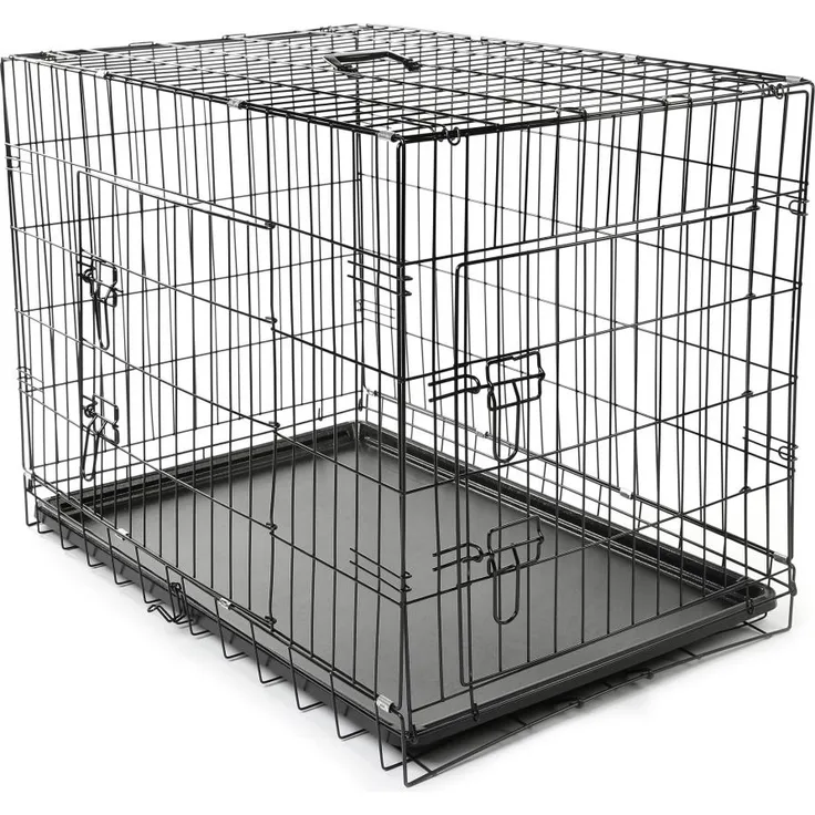 TRESKO Hundekäfig 91x58x64cm Metall Transportkäfig Auto Hundebox Transportbox faltbar Drahtkäfig