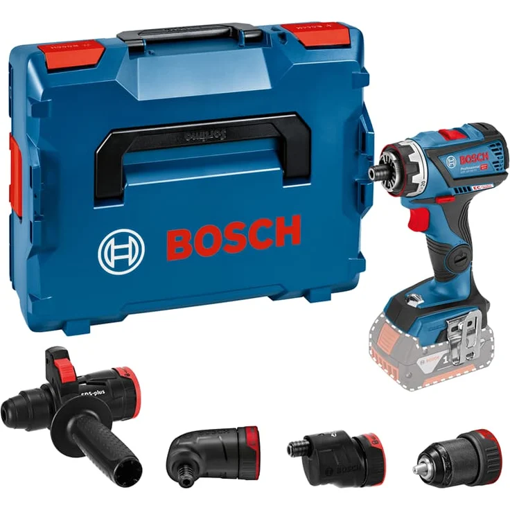 Bosch Professional 18V System Akku Bohrschrauber GSR 18V-60 FC (Flexi Click, 4 Aufsätze, max. Drehmoment: 60 Nm, max. Schrauben-D: 10 mm, Connect Ready, ohne Akkus und Ladegerät, in L-Boxx) – Bild 1