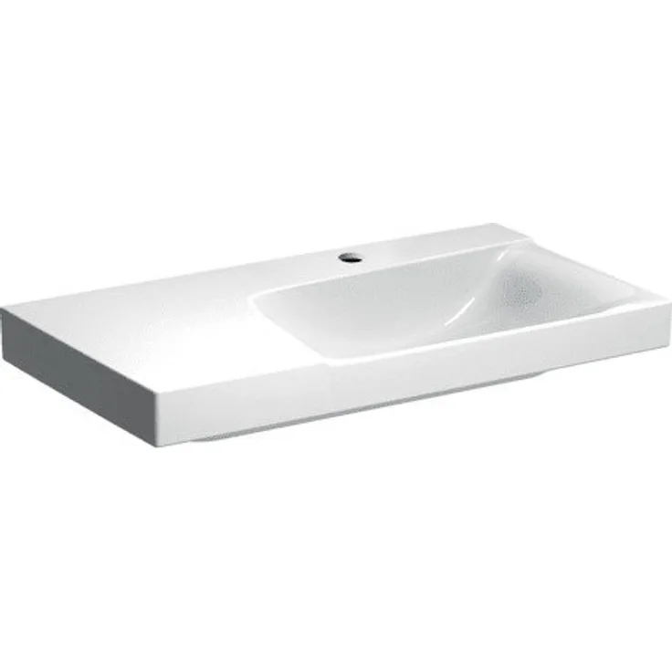 Keramag Xeno 2 Waschtisch, Ablagfläche links, mit Hahnloch, ohne Überlauf, 90x48 cm weiss mit KeraTect, 500535011 - 500.535.01.1