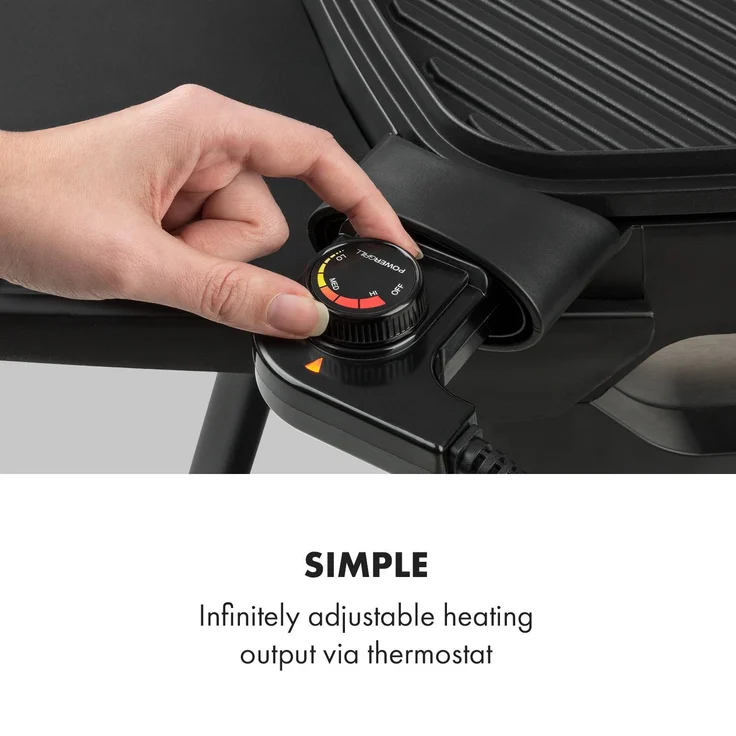 Gatsby Elektrogrill 2000W Antihaft-Grillfläche 2 Seitenablagen Untertisch schwarz Grillfäche 1.440 cm² – Bild 6
