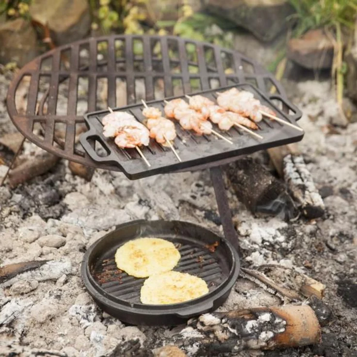 Esschert Design Dutch oven Set 7teilig aus Gusseisen, Paulownienholz und Juteseil, 28,9 x 28,0 x 15,8 cm – Bild 6