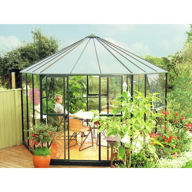 Vitavia Gewächshaus-Pavillon "Hera 4500" inkl. Stahlfundament, smaragd grün, 4,5 m²,3 mm ESG, 6 mm HKP