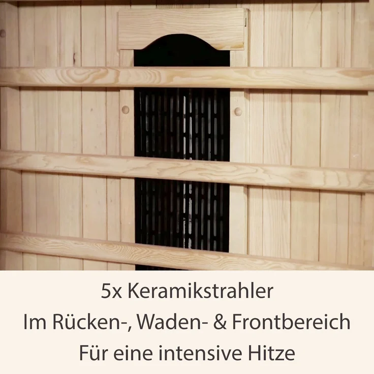 Artsauna Infrarotkabine Oslo – Keramikstrahler Infrarotsauna für 2 Personen – LED-Farblicht, digitale Steuerung – 120 x 100 cm – Hemlock-Holz – Bild 4
