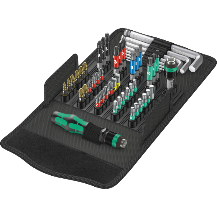 Wera Kraftform Kompakt 100 robustes Werkzeug Set 52 tlg. Bitset mit Bithalter Schnellwechselfutter Winkelschlüssel mit Hex-Plus Profil Schraubendreher-Set PH1 Kreuzschlitz BiTorsion Bits – Bild 13