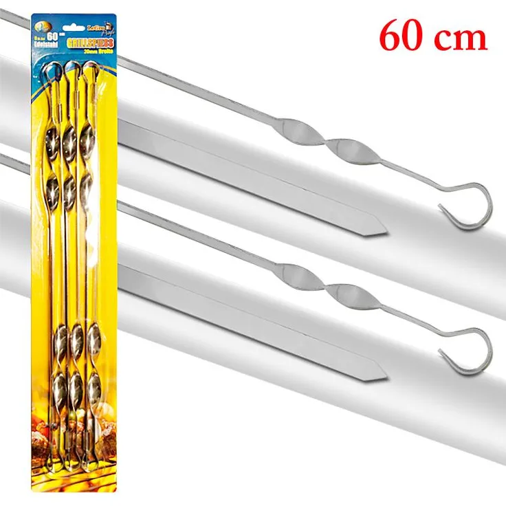 Schaschlik Spieße 6 Stück 60 cm Edelstahl 2 mm Mangal Grill Schampura - Preisvergleich