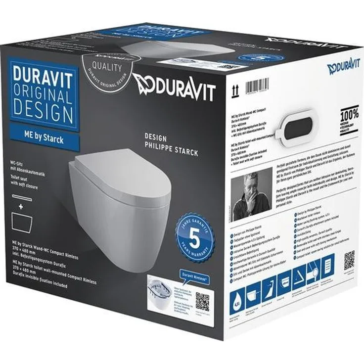 Duravit Wand-WC-Set ME by Starck C rim. tief, 370x480mm weiß