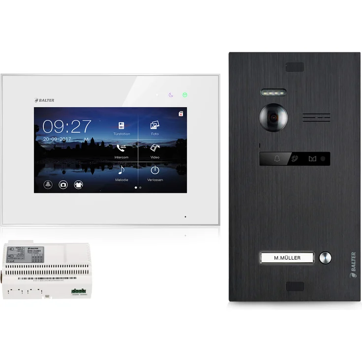 Video Türsprechanlage für 3 Familienhaus, 3x Monitore, Balter EVO Schwarz – Bild 7