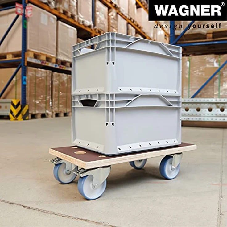 Transporthilfe MM 1341, 57,5 x 30 x 15 cm, harte Rollen Ø 100 mm, Rollenlager, 2 Bremsen, Platte FSC®, Tragkraft 500 kg – Bild 6