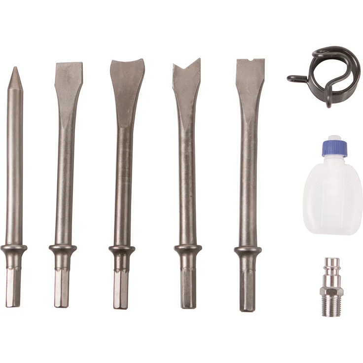 Scheppach Druckluft Meisselhammer Set, enthält 5 Meisseleinsätze und ein Öl-Fläschchen, 4500 Schläge/Minute, Arbeitsdruck 6,3 bar, Luftbedarf- Ø79,2 L/min – Bild 5