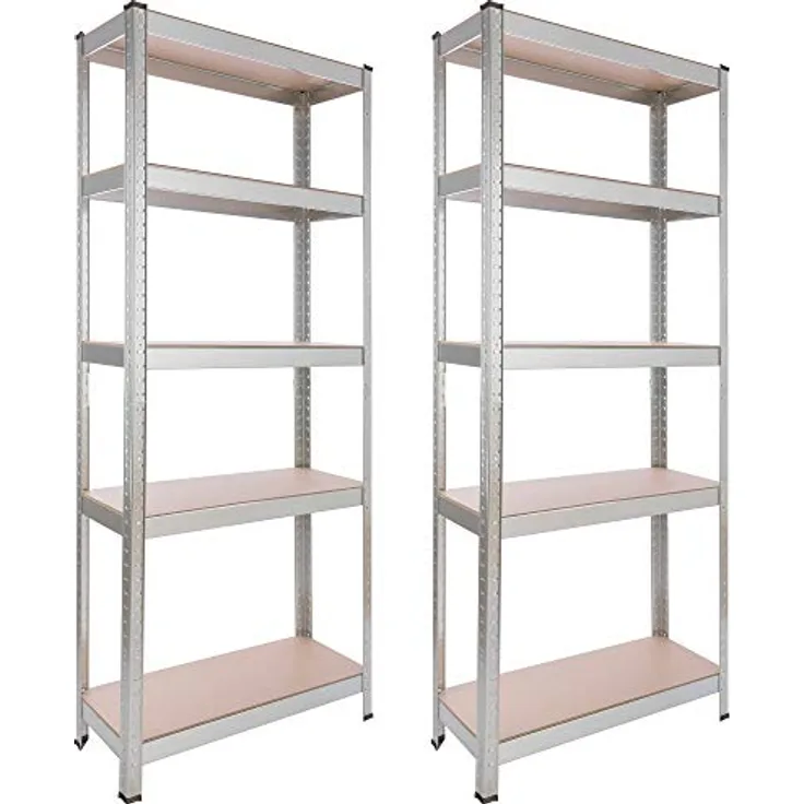 2x Schwerlastregal 350kg Kellerregal Lagerregal Steckregal 180x75x30cm Regal 2er - verzinkt