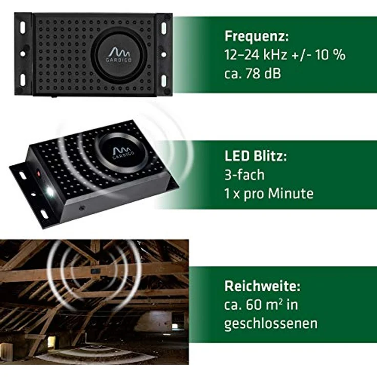 Gardigo Dual Marderabwehr Funktionsart Multifrequenz Wirkungsbereich 60m² 1St. – Bild 2