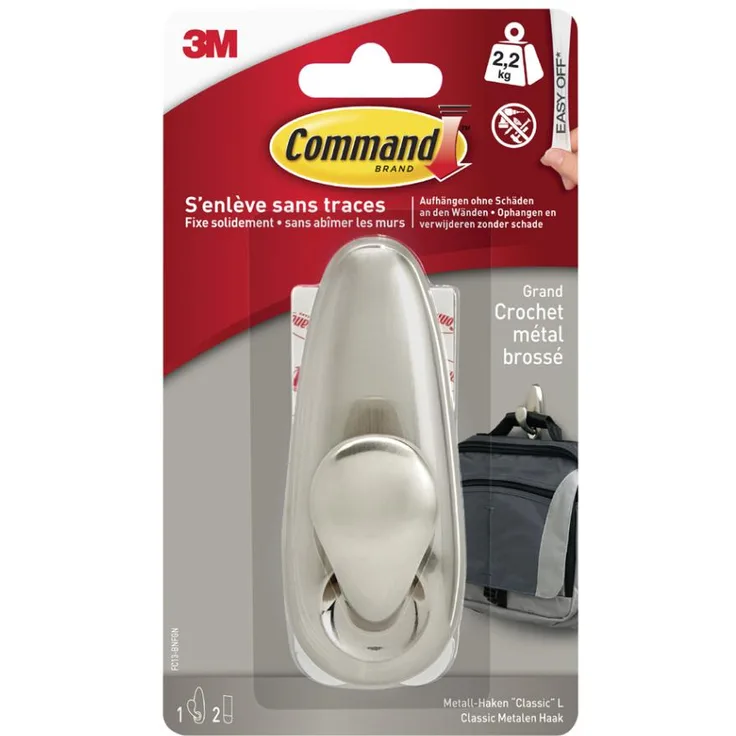3M Command Forever Classic Metallhaken L (L x B x H) 105 x 41 x 41mm Nickel (gebürstet) Inhalt 1St.