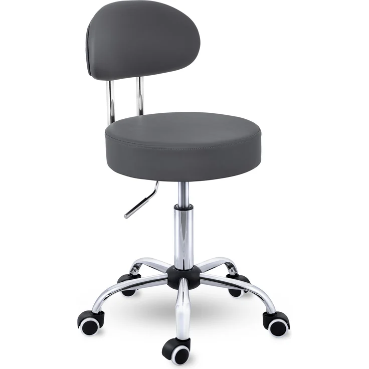 TRESKO Rollhocker Grau mit Lehne Arbeitshocker Hocker Drehhocker Kosmetikhocker Praxishocker - Preisvergleich – Bild 4