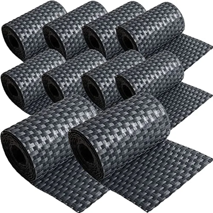 10 x Poly-Rattan Sichtschutzstreifen für Doppelstabzaun Doppelstab Matten Flechtzaun 19 x 255 cm Anthrazit