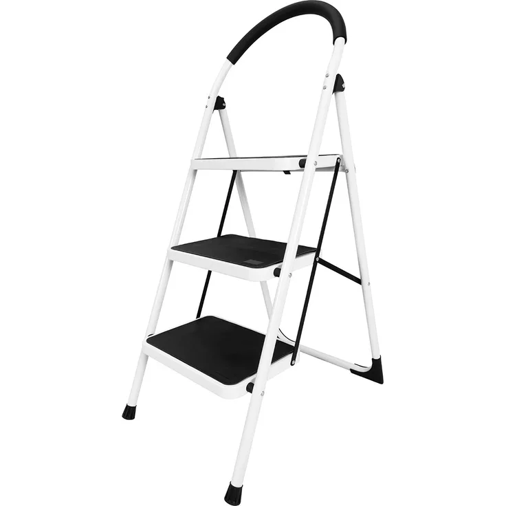 Craftfull Klapptritt CF-130A Trittleiter Aluminium Leiter Haushaltsleiter weiß (3 Stufen)
